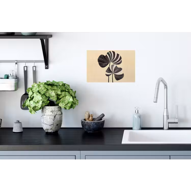 Zwart - Bladeren - Strepen - Minimalistisch Muursticker klein -keuken