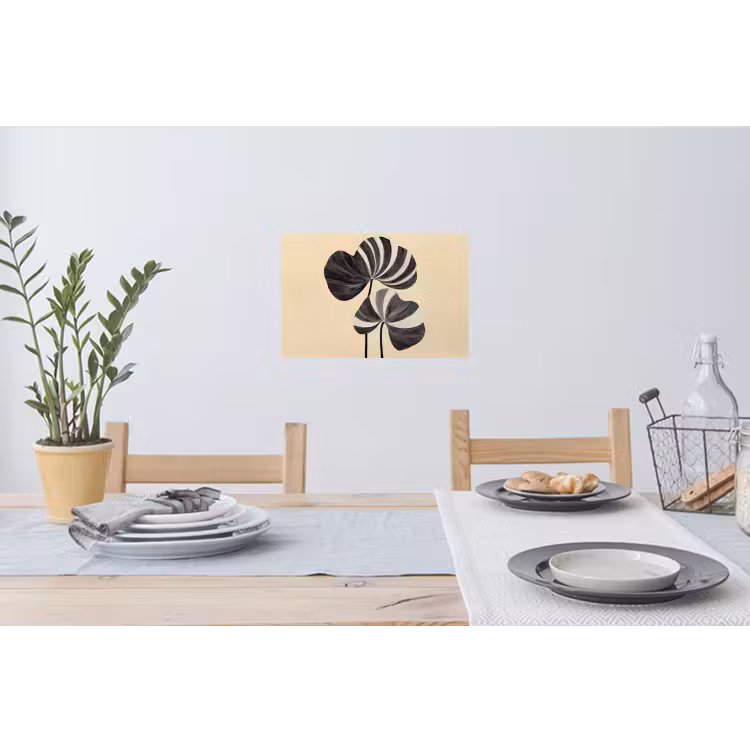 Zwart - Bladeren - Strepen - Minimalistisch Muursticker klein -eettafel