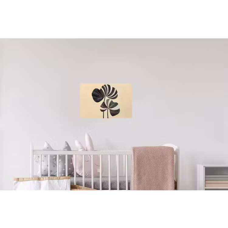 Zwart - Bladeren - Strepen - Minimalistisch Muursticker klein -kinderkamer