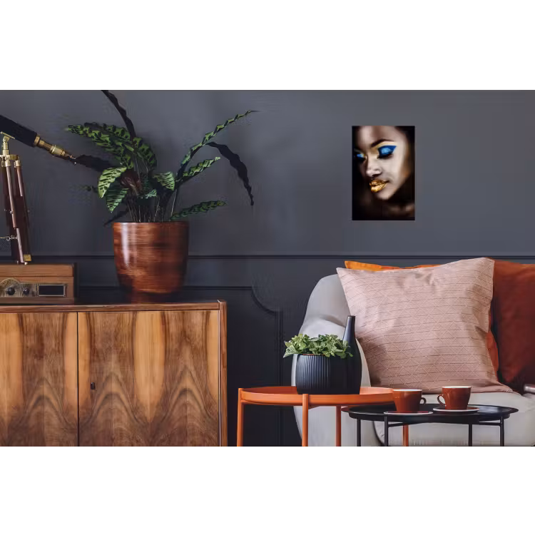 Black and Gold - Vrouw - Make up Muursticker klein -kamerbank