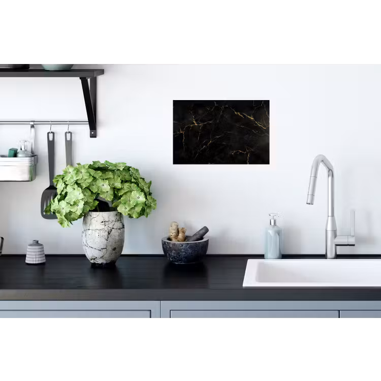 Zwart marmer - Gouden aders - Klassiek Muursticker klein -keuken