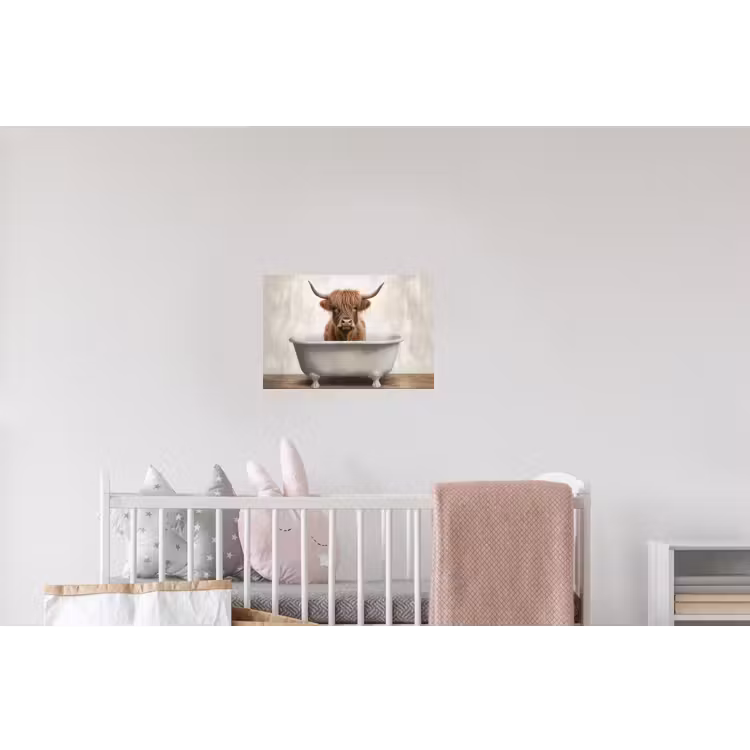 Schotse hooglander - Bad - Badkamer - Badkuip - Bruin - Horens Muursticker klein -kinderkamer