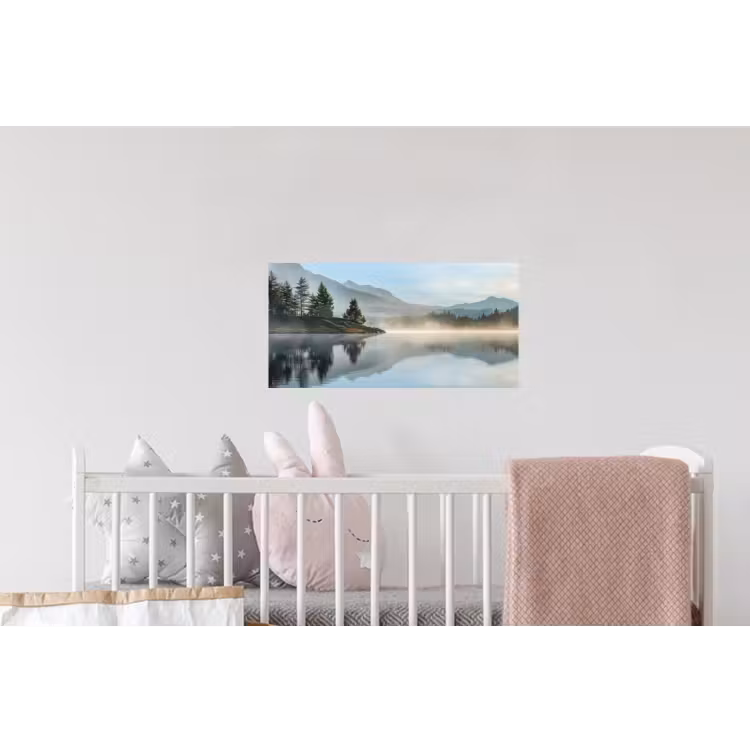 Meer - Mist - Bergen - Landschap Muursticker klein -kinderkamer