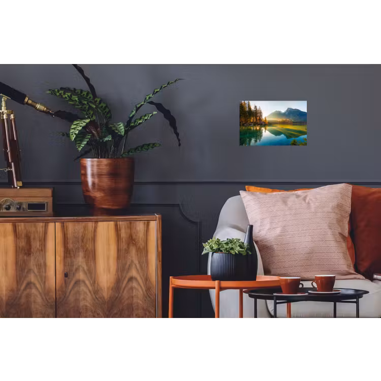 Meer - Bos - Bergen - Natuur - Zon - Landschap Muursticker klein -kamerbank