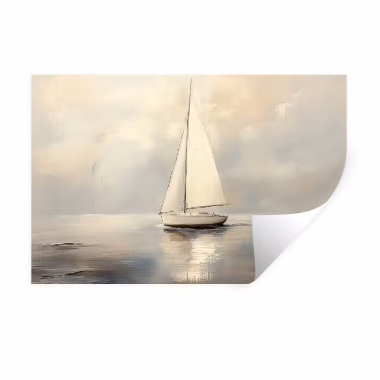 Zeilschip - Zee - Bewolkt Muursticker klein -3d