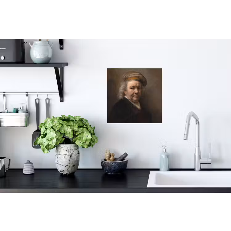 Zelfportret - Schilderij van Rembrandt van Rijn Muursticker klein -keuken