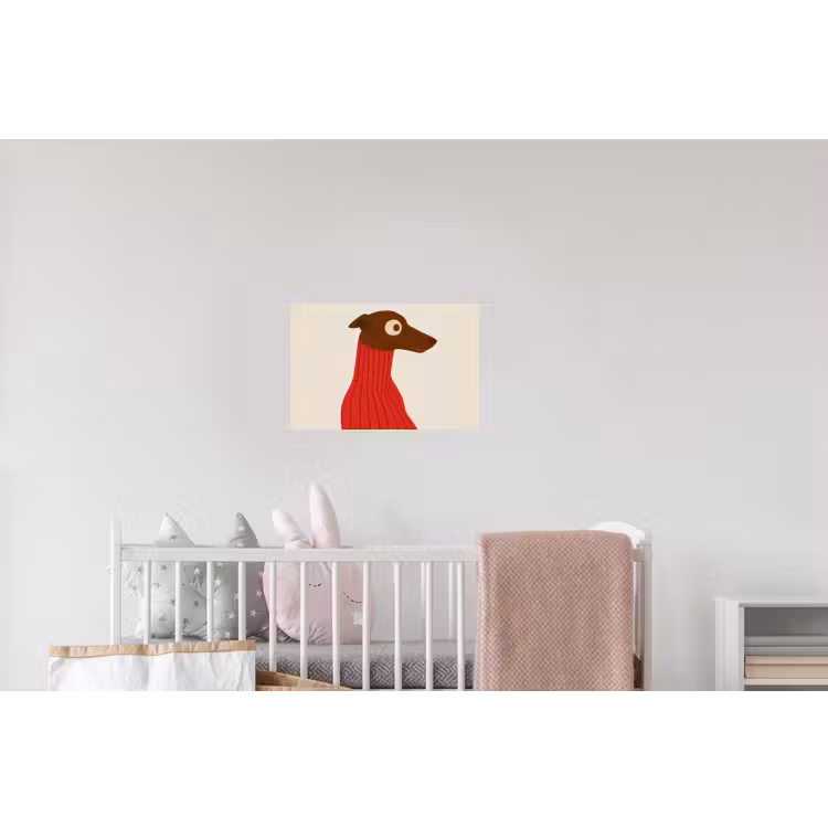 Silhouet - Hond - Trui - Rood Muursticker klein -kinderkamer