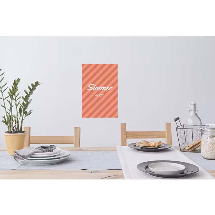 Simmer - Hartjes - Strepen - Roze Muursticker klein -eettafel