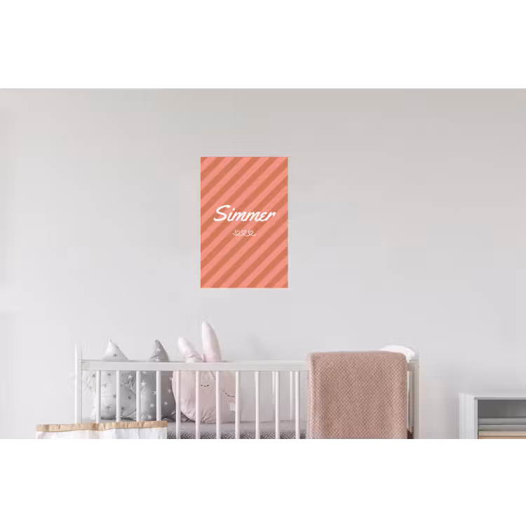 Simmer - Hartjes - Strepen - Roze Muursticker klein -kinderkamer