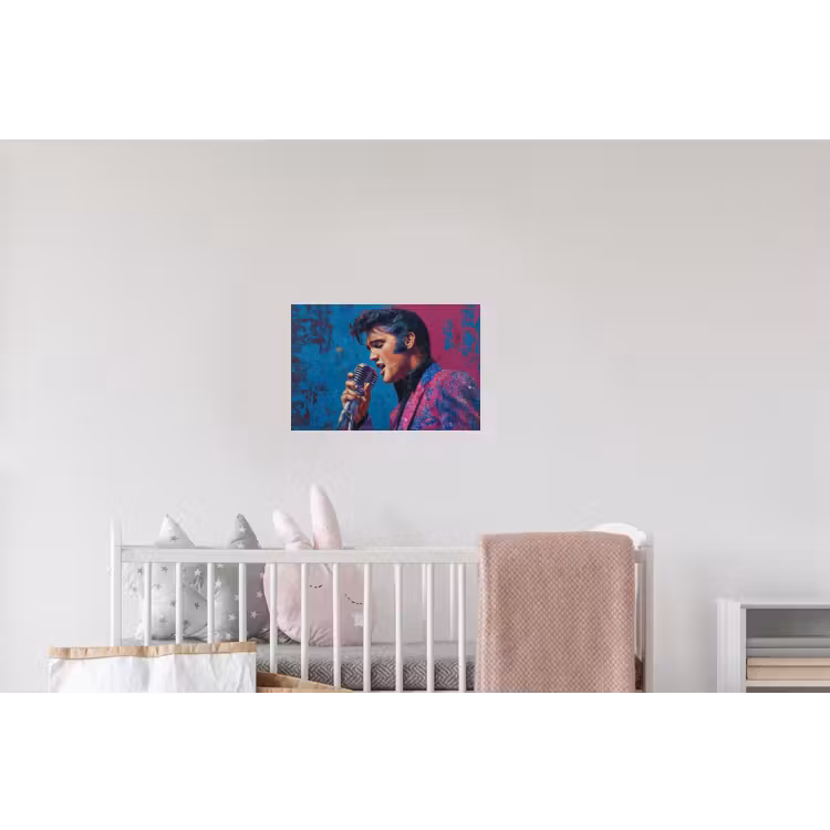 Zingende man - Glitterjas - Microfoon Muursticker klein -kinderkamer