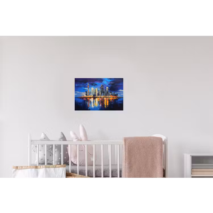 Skyline Toronto - Modern - Stadslicht - Blauw Muursticker klein -kinderkamer