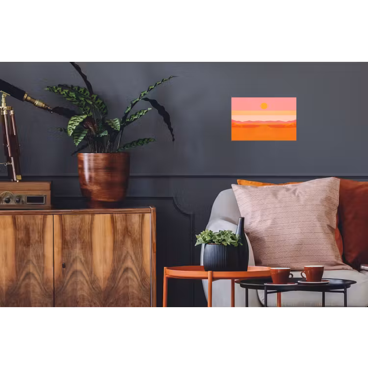 Zon - Abstract - Landschap - Oranje Muursticker klein -kamerbank