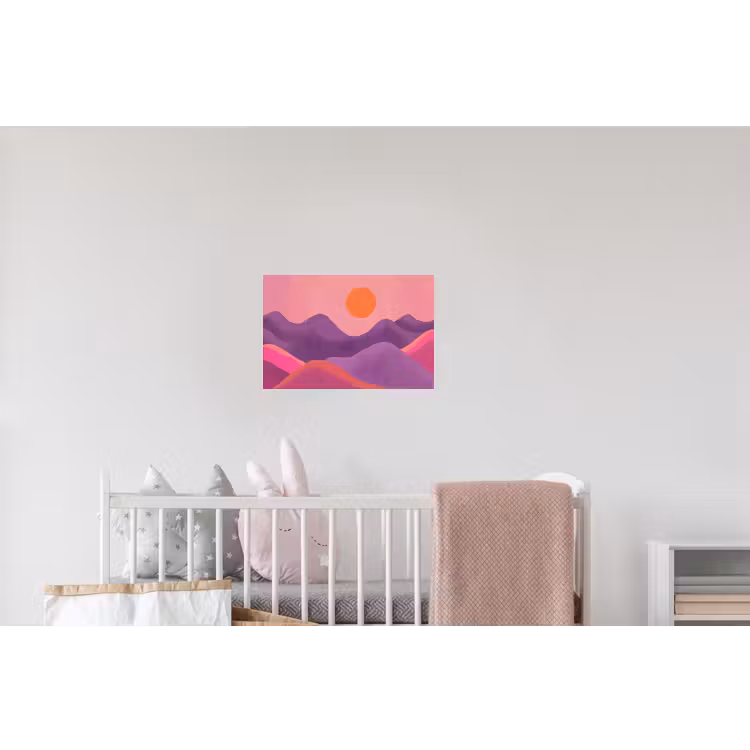 Zon - Heuvels - Paars - Abstract Muursticker klein -kinderkamer