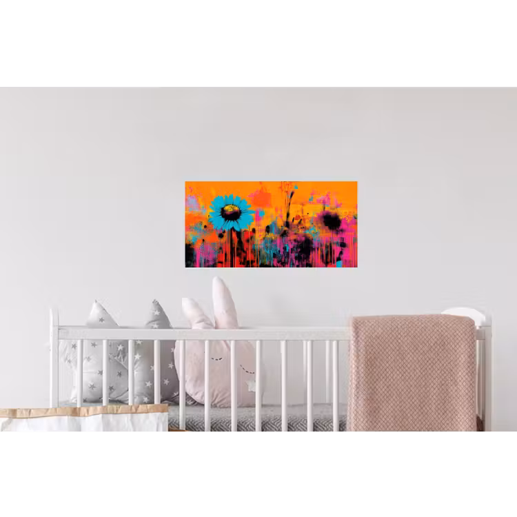 Zonnebloemen - Abstract - Oranje Muursticker klein -kinderkamer