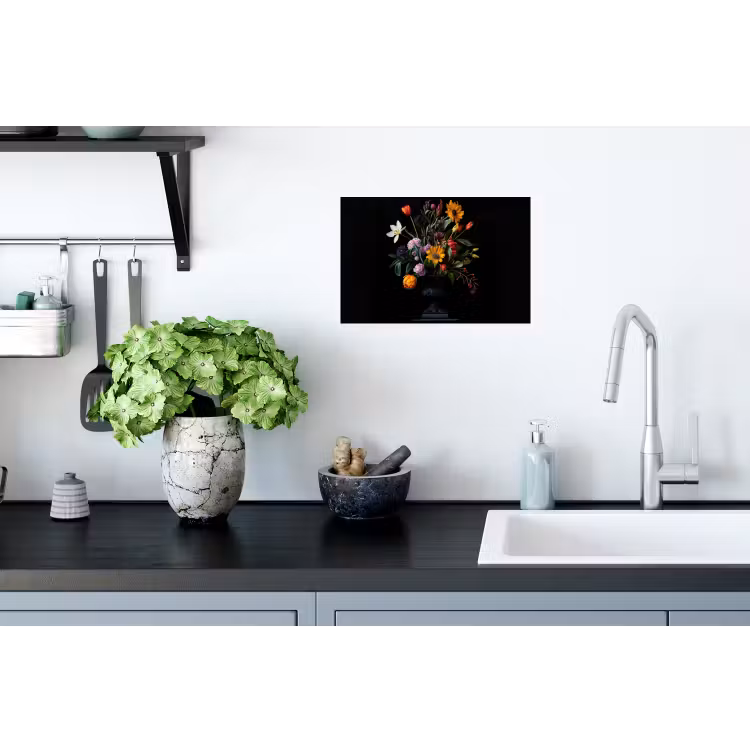 Zonnebloemen - Boeket - Kleurrijk Muursticker klein -keuken