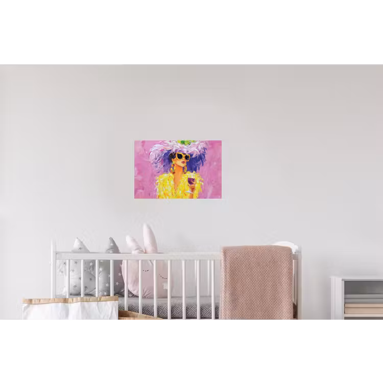 Zonnebril - Vrouw - Jas - Veren Muursticker klein -kinderkamer