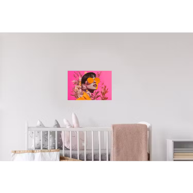 Zonnebril - Oranje - Vrouw - Planten Muursticker klein -kinderkamer