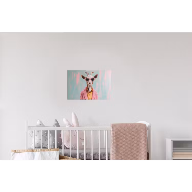 Zonnebril - Roze - Geit - Horen Muursticker klein -kinderkamer