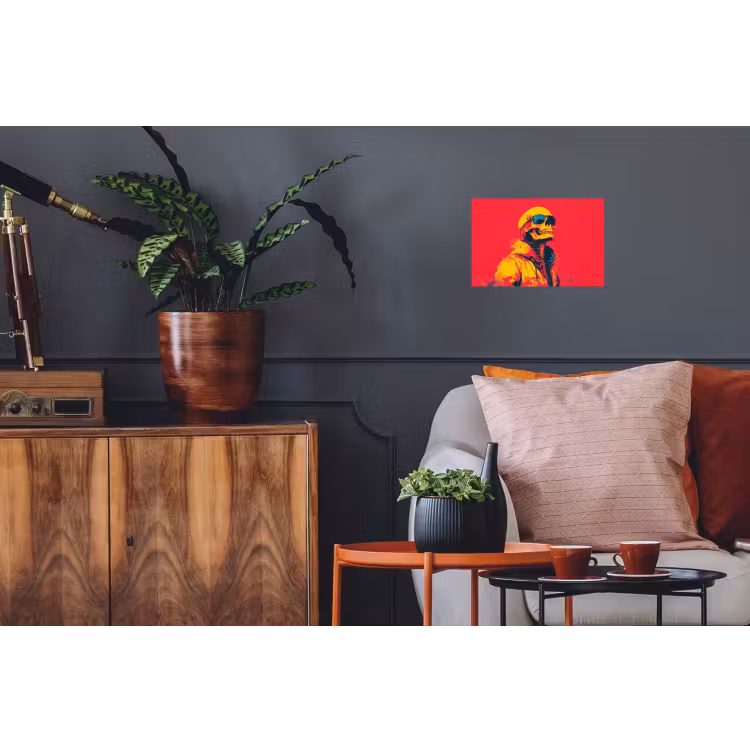 Zonnebril - Schedel - Jas - Rood Muursticker klein -kamerbank