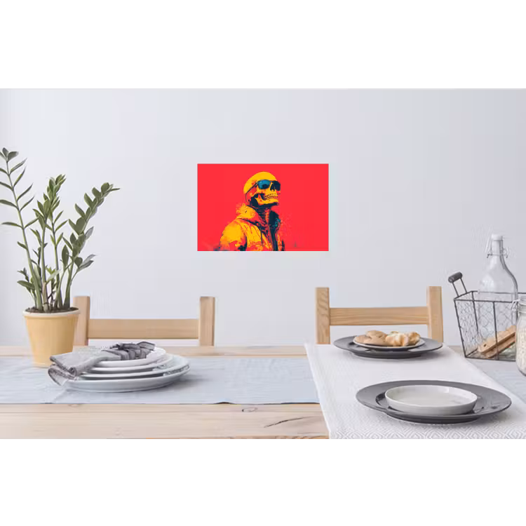 Zonnebril - Schedel - Jas - Rood Muursticker klein -eettafel