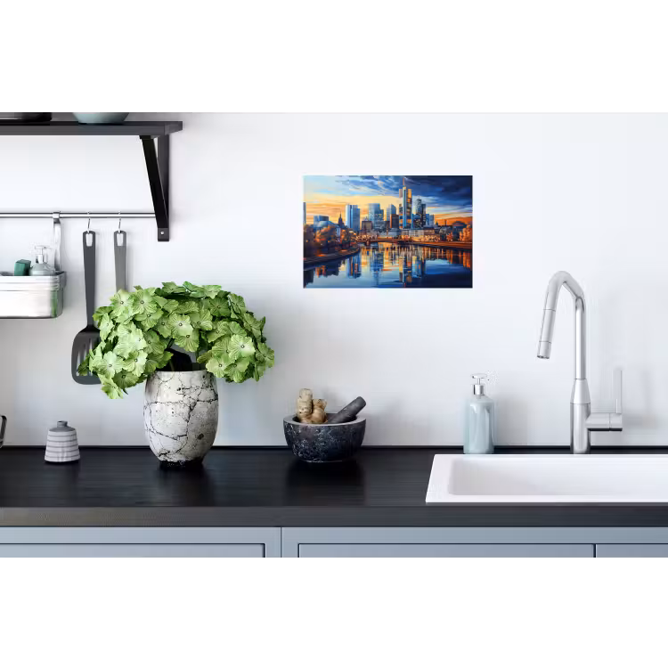 Zonsondergang Frankfurt - Stad - Skyline - Water Muursticker klein -keuken