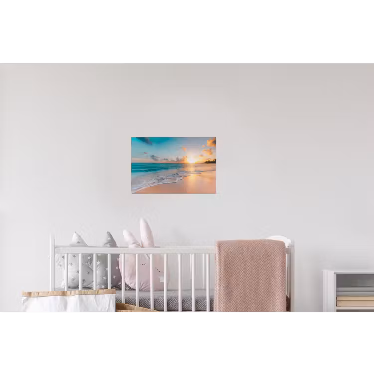 Zonsondergang - Strand - Zee - Zomer - Blauw Muursticker klein -kinderkamer
