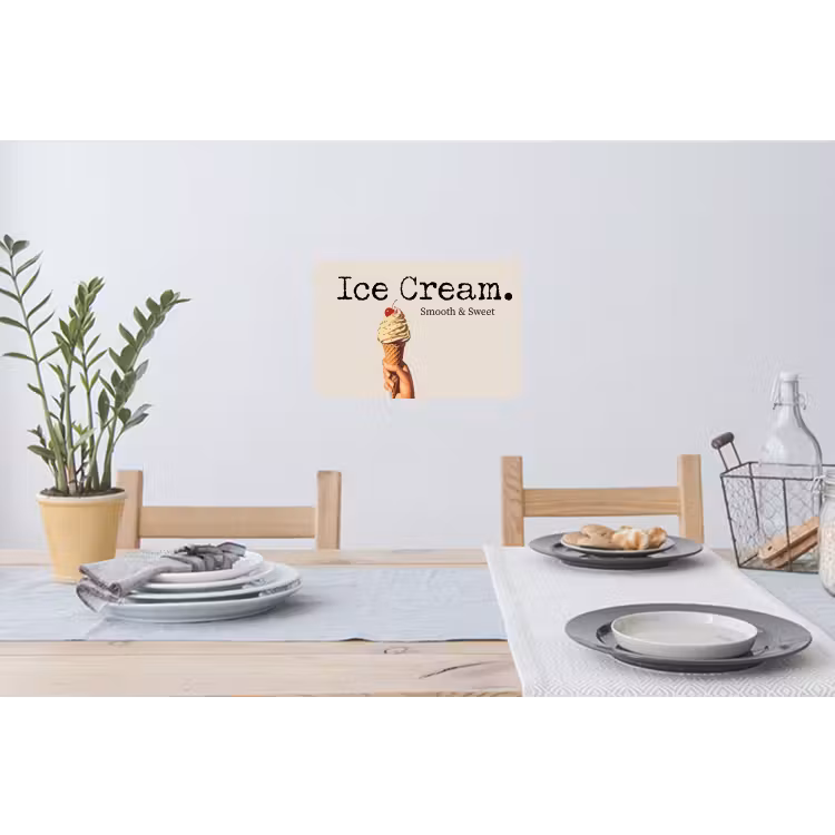 Ice cream - Softijs - Kleurrijk - Kers Muursticker klein -eettafel