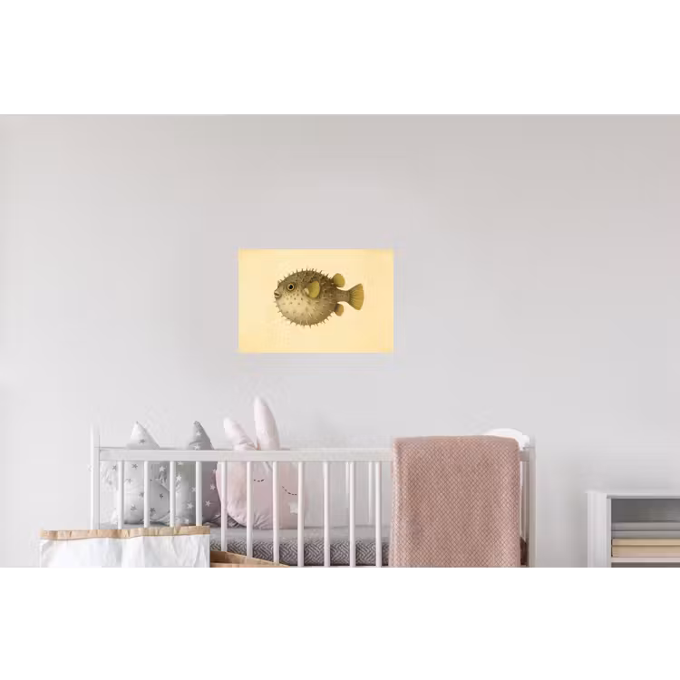 Stekels - Vis - Opgeblazen - Bruin Muursticker klein -kinderkamer