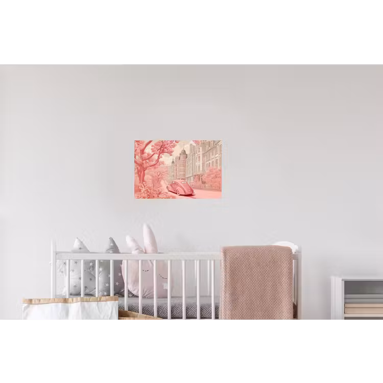 City - Car - Pink Muursticker klein -kinderkamer
