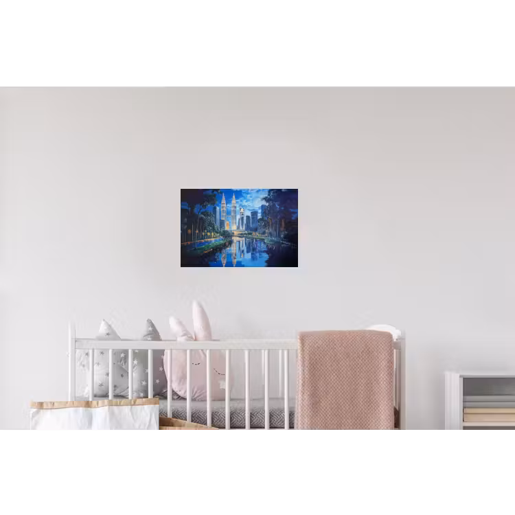 Stad Kuala Lumpur - Skyline - Wolkenkrabbers - Water Muursticker klein -kinderkamer