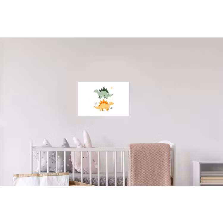 Sterren - Stegosaurussen - Blaadjes - Groen Muursticker klein -kinderkamer