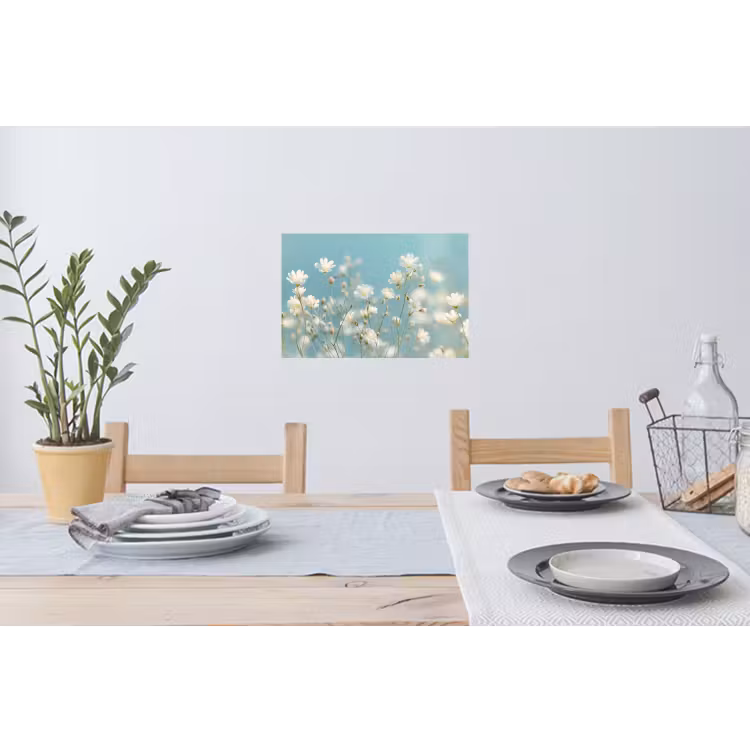 Stengels - Bloemen - Lucht - Wit Muursticker klein -eettafel