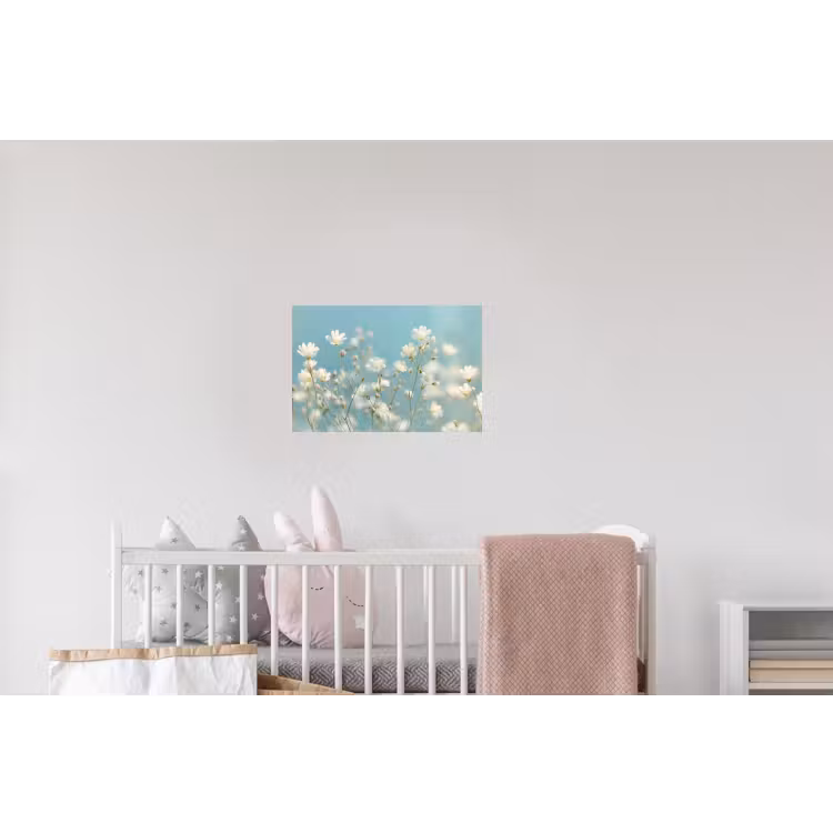 Stengels - Bloemen - Lucht - Wit Muursticker klein -kinderkamer