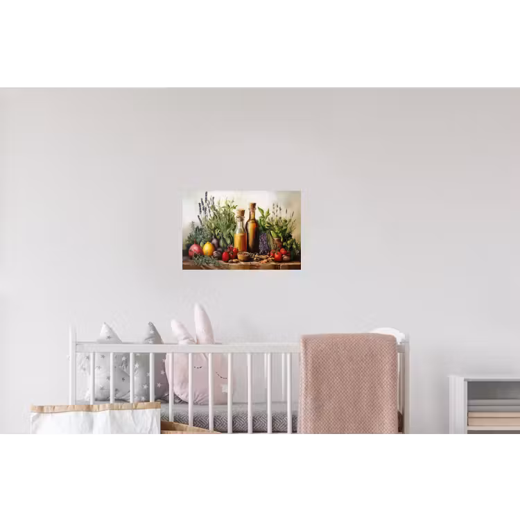Stilleven - Kruiden - Specerijen - Fruit - Kleurrijk Muursticker klein -kinderkamer
