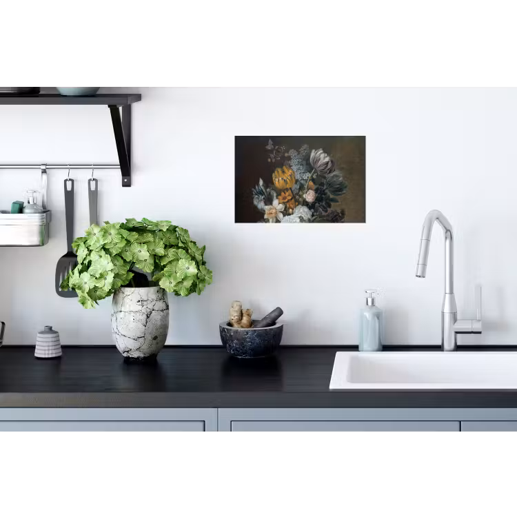 Stilleven met bloemen - Schilderij van Eelke Jelles Eelkema Muursticker klein -keuken