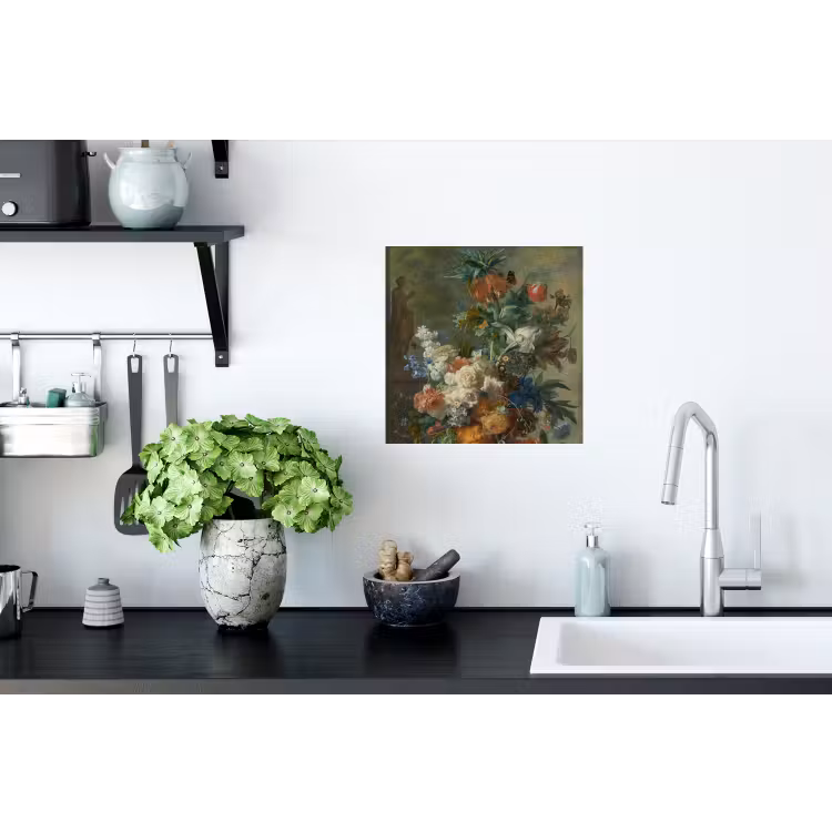 Stilleven met bloemen - Schilderij van Jan van Huysum Muursticker klein -keuken