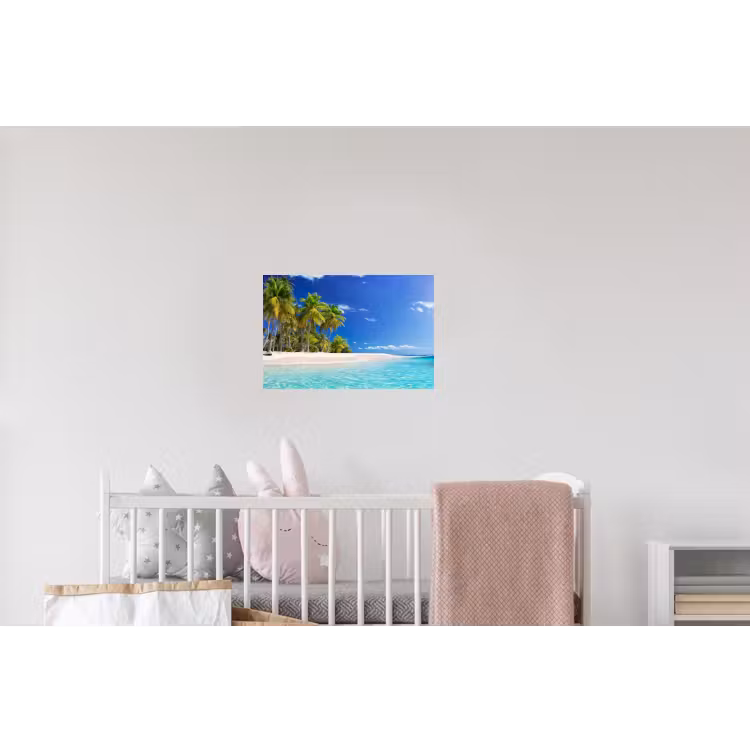 Strand - Zee - Palmboom - Zon - Zomer Muursticker klein -kinderkamer