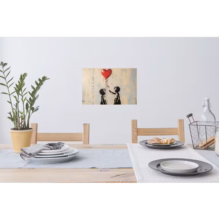Street art - Banksy - Ballon - Graffiti - Retro Muursticker klein -eettafel
