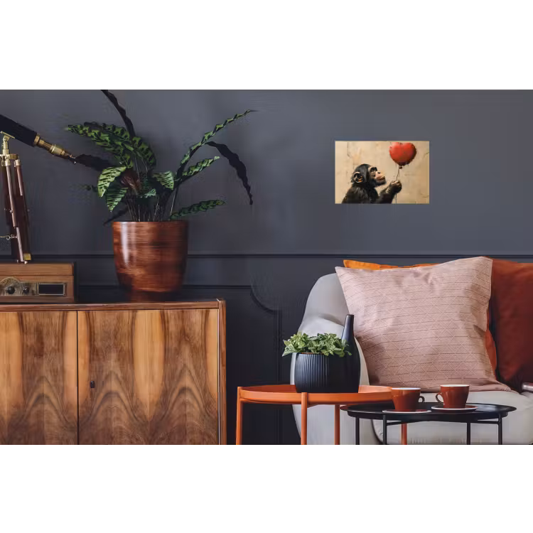 Street art - Chimpansee - Ballon - Graffiti - Banksy Muursticker klein -kamerbank