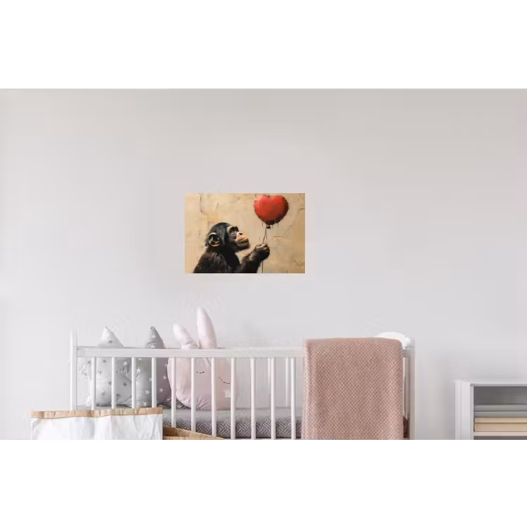 Street art - Chimpansee - Ballon - Graffiti - Banksy Muursticker klein -kinderkamer