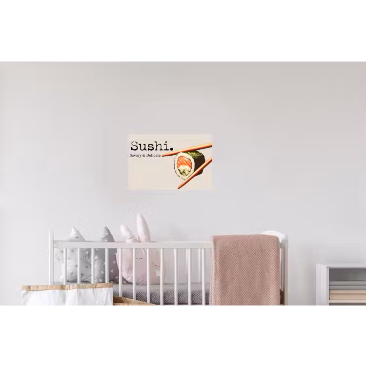 Sushi - Zalm - Rijst - Japans Muursticker klein -kinderkamer