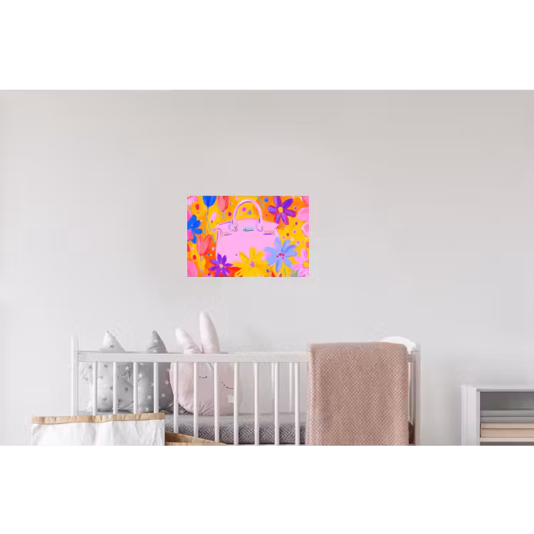 Tas - Roze - Bloemen Muursticker klein -kinderkamer