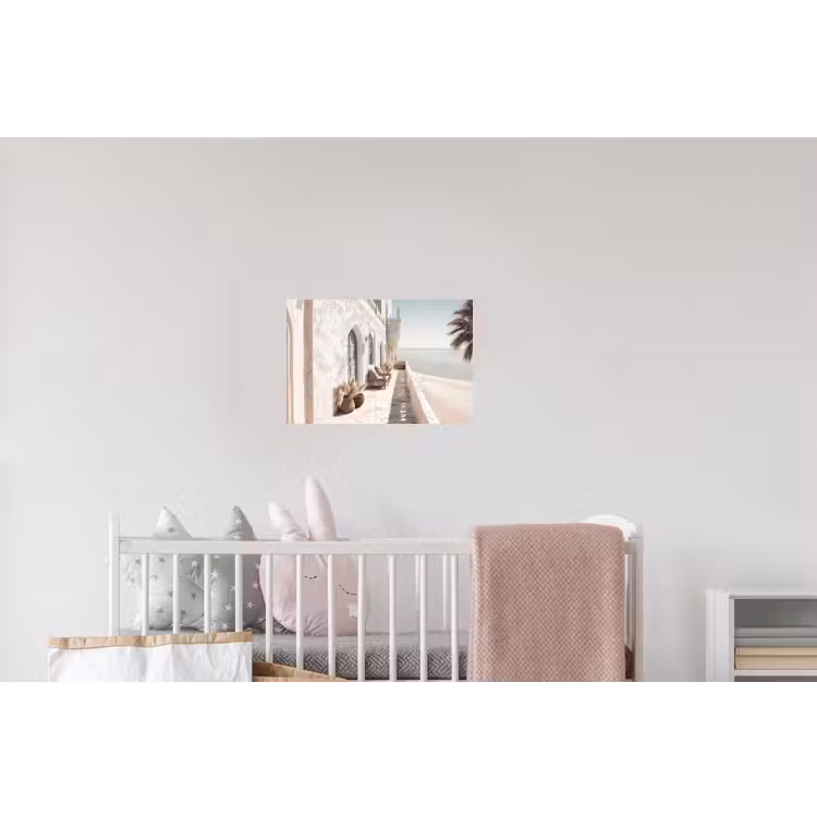 Terras - Stoelen - Strand - Beige Muursticker klein -kinderkamer