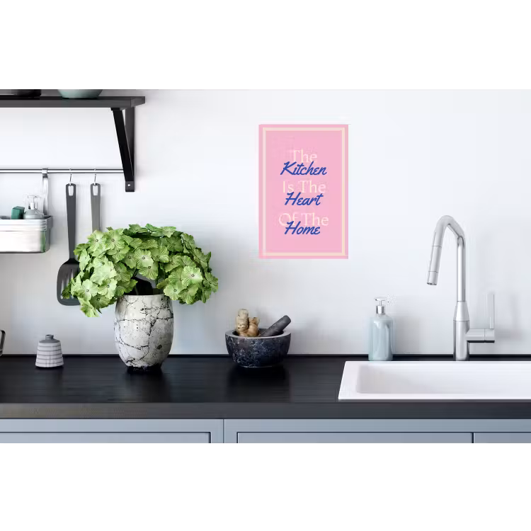 Tekst - Blauw - Keuken - Kader Muursticker klein -keuken