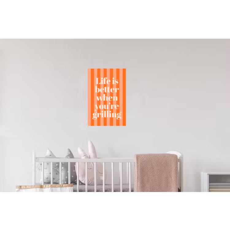 Tekst - Gestreept - Oranje - Zomer Muursticker klein -kinderkamer