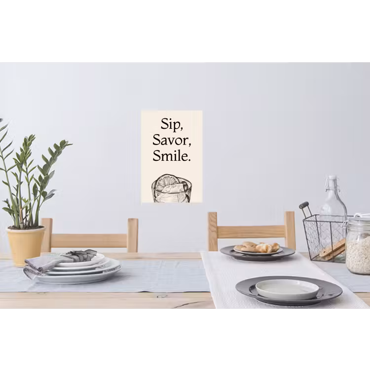 Tekst - Glas - Getekend - Citroen Muursticker klein -eettafel