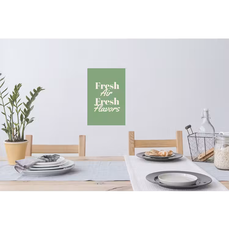 Tekst - Groen - Sierlijk - Letters Muursticker klein -eettafel