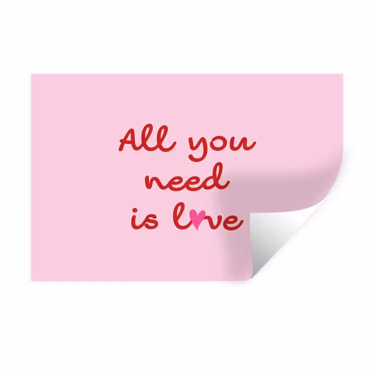 Tekst - Roze - Love - Hart Muursticker klein -3d