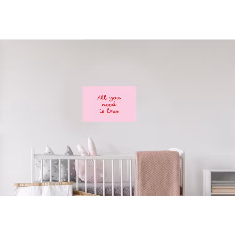 Tekst - Roze - Love - Hart Muursticker klein -kinderkamer
