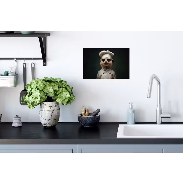 Dier - Kok - Stokstaartje Muursticker klein -keuken